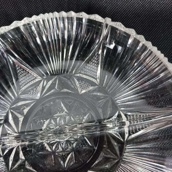 Vintage Clear Cut Glass Round Divided Dish - Relish, candy, condiments - Picture 6 of 6